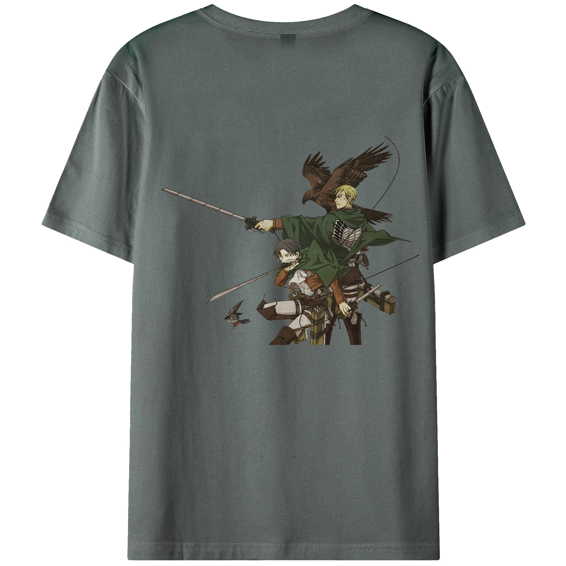 （画像用） 進撃の巨人 Attack on Titan 綿100％ メンズ半袖Tシャツ（バックプリント） 通気性